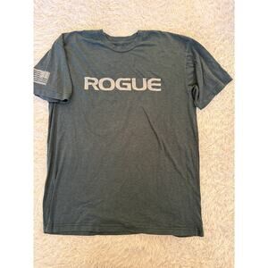 Rogue Men’s XL Gray Logo Short Sleeved Tee. Classic, US Flag Sleeve